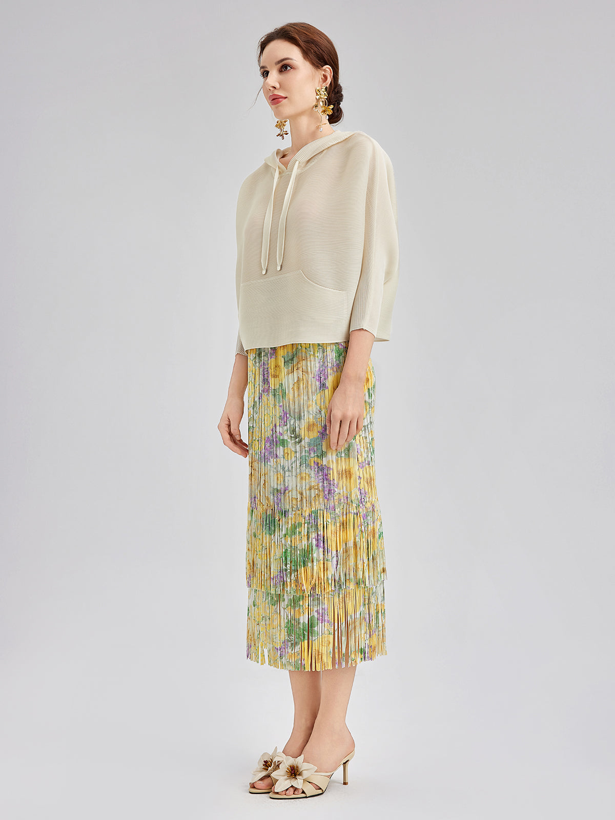 Pileli Kapüşonlu Günlük Üst