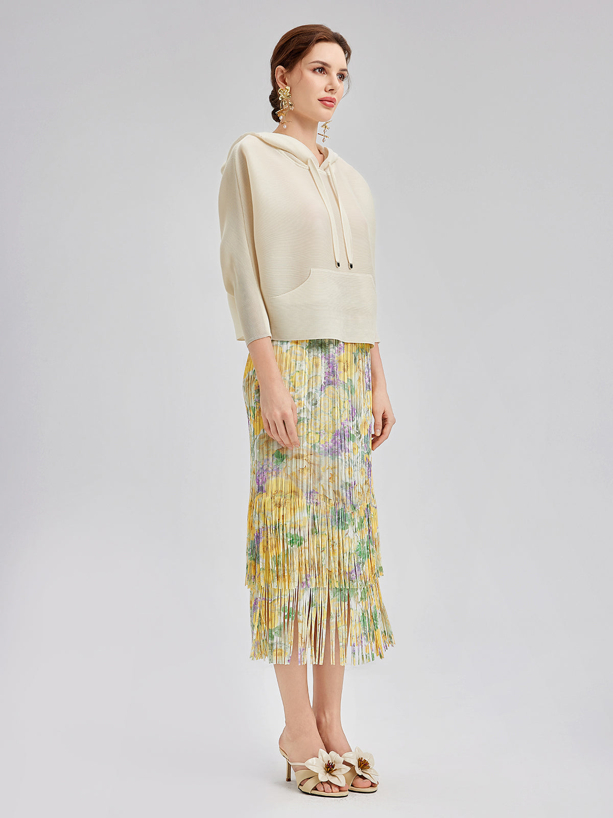 Pileli Kapüşonlu Günlük Üst