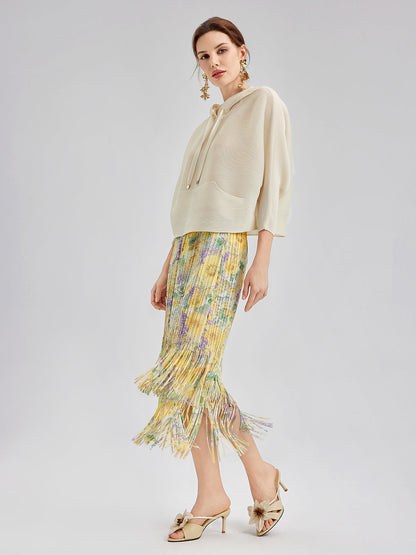 Pileli Kapüşonlu Günlük Üst