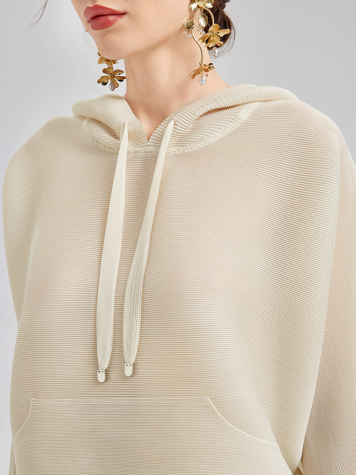 Pileli Kapüşonlu Günlük Üst