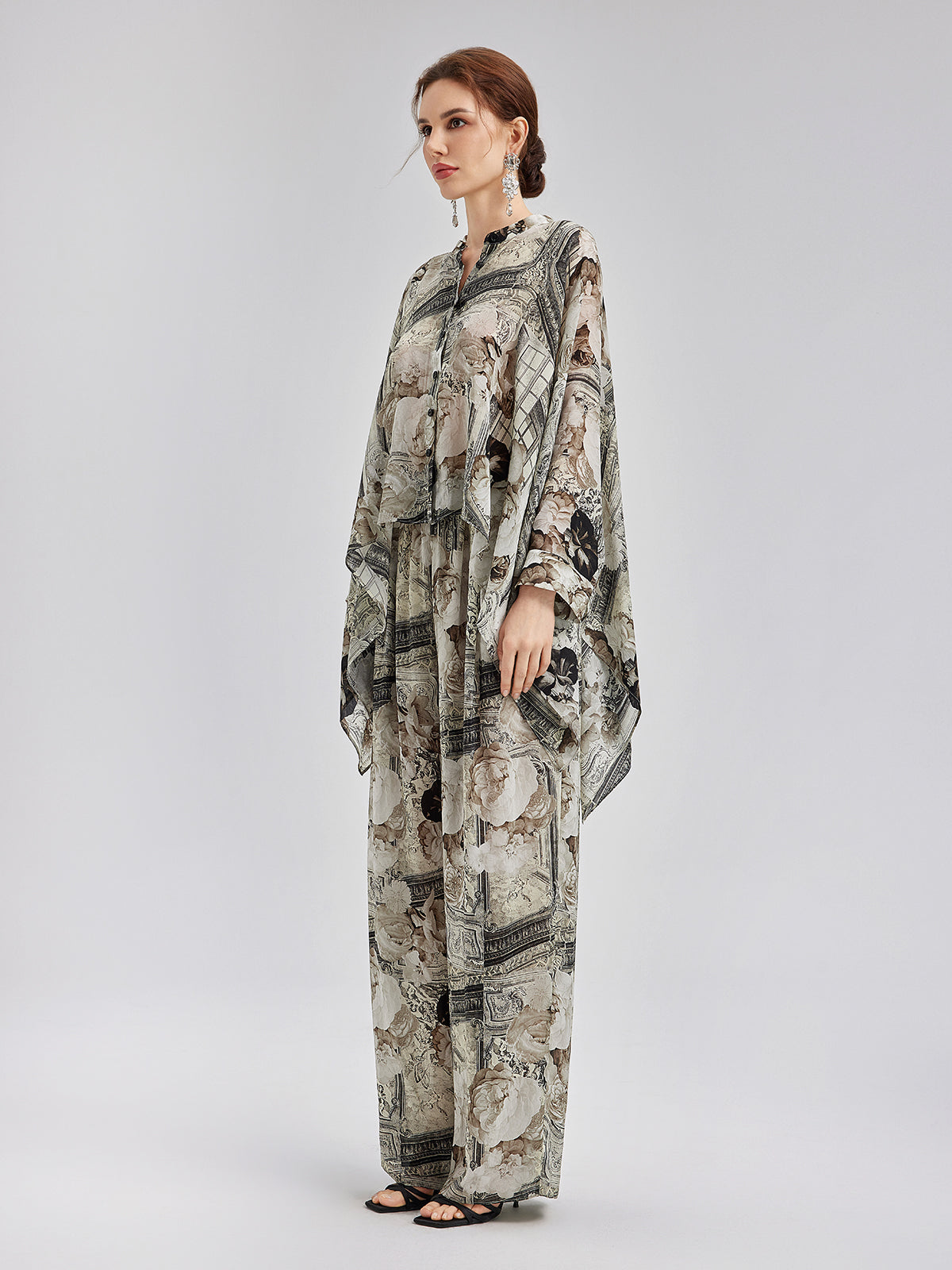 Barok Desenli İpeksi Tatil Pantolonu