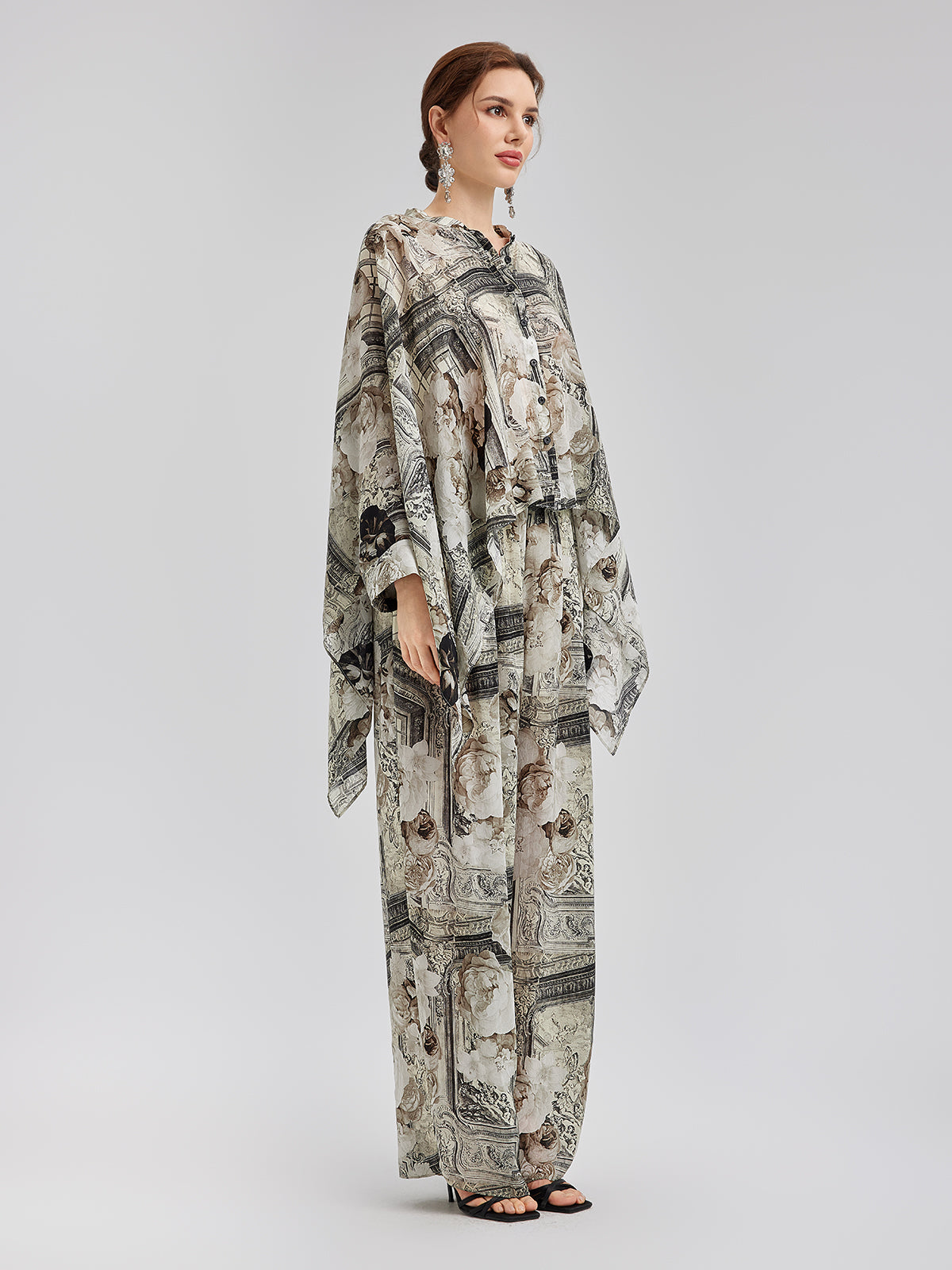 Barok Desenli İpeksi Tatil Pantolonu