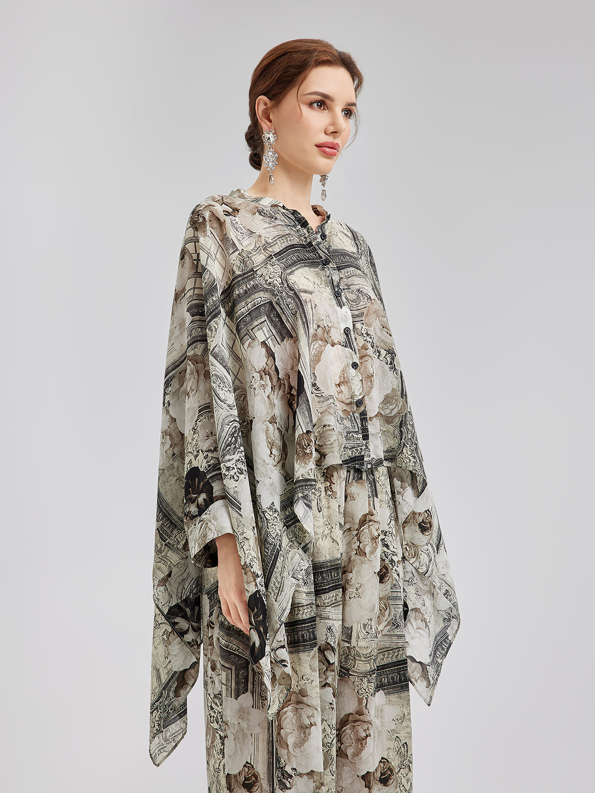 Barok Desenli İpeksi Tatil Gömleği