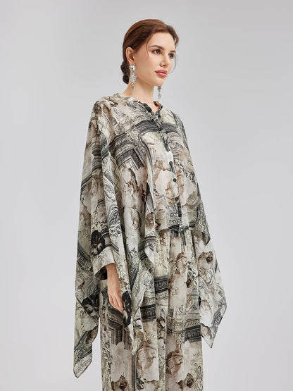 Barok Desenli İpeksi Tatil Gömleği