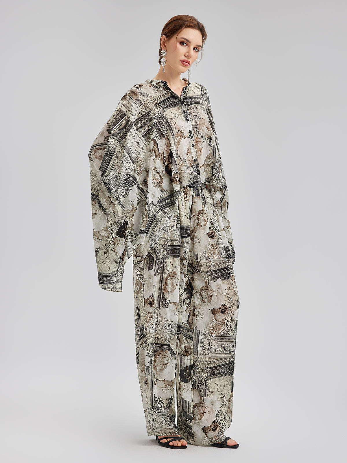 Barok Desenli İpeksi Tatil Gömleği