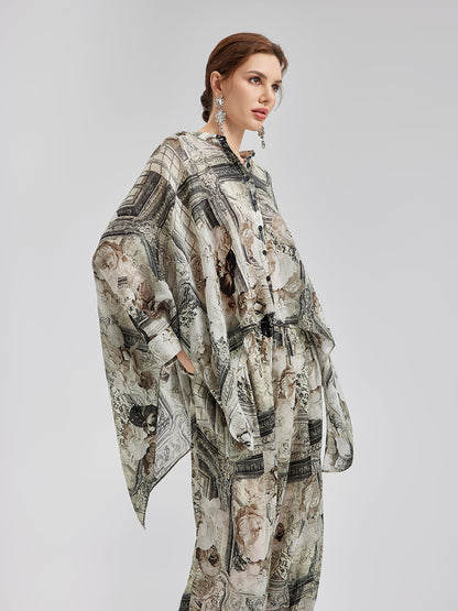 Barok Desenli İpeksi Tatil Gömleği