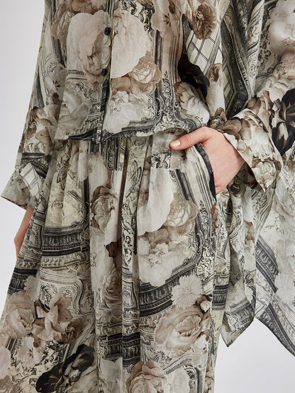 Barok Desenli İpeksi Tatil Pantolonu