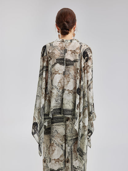 Barok Desenli İpeksi Tatil Gömleği