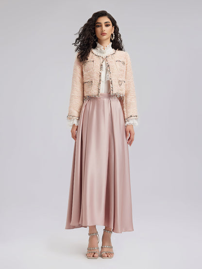 Özel Dikim Pembe Tüvit Kısa Ceket