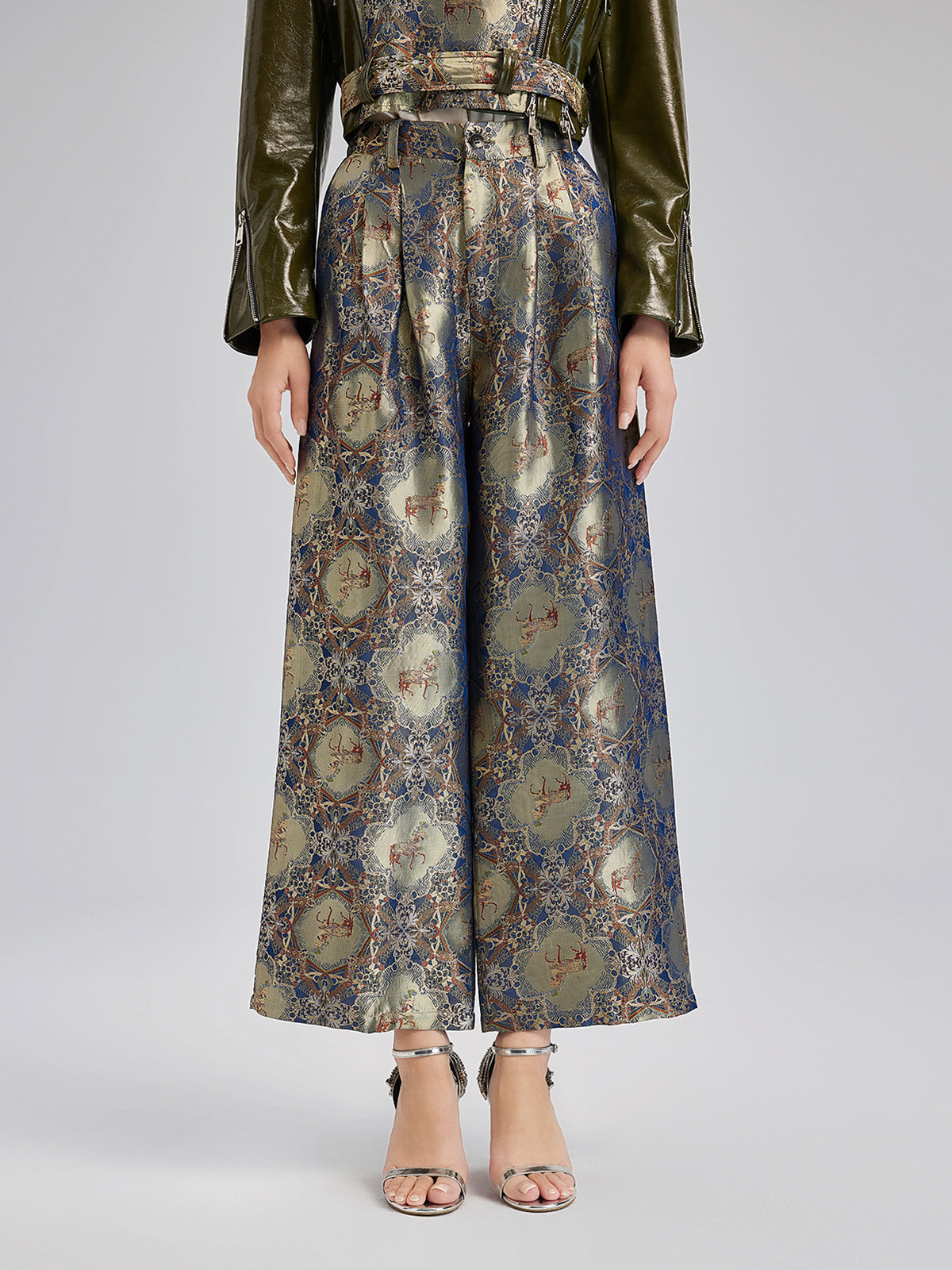 Özel Dikim Desenli Jakar Pantolon