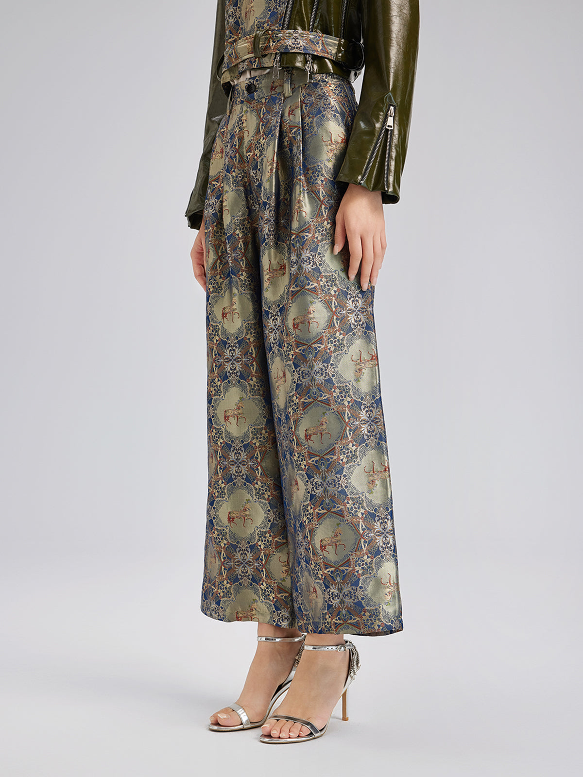 Özel Dikim Desenli Jakar Pantolon