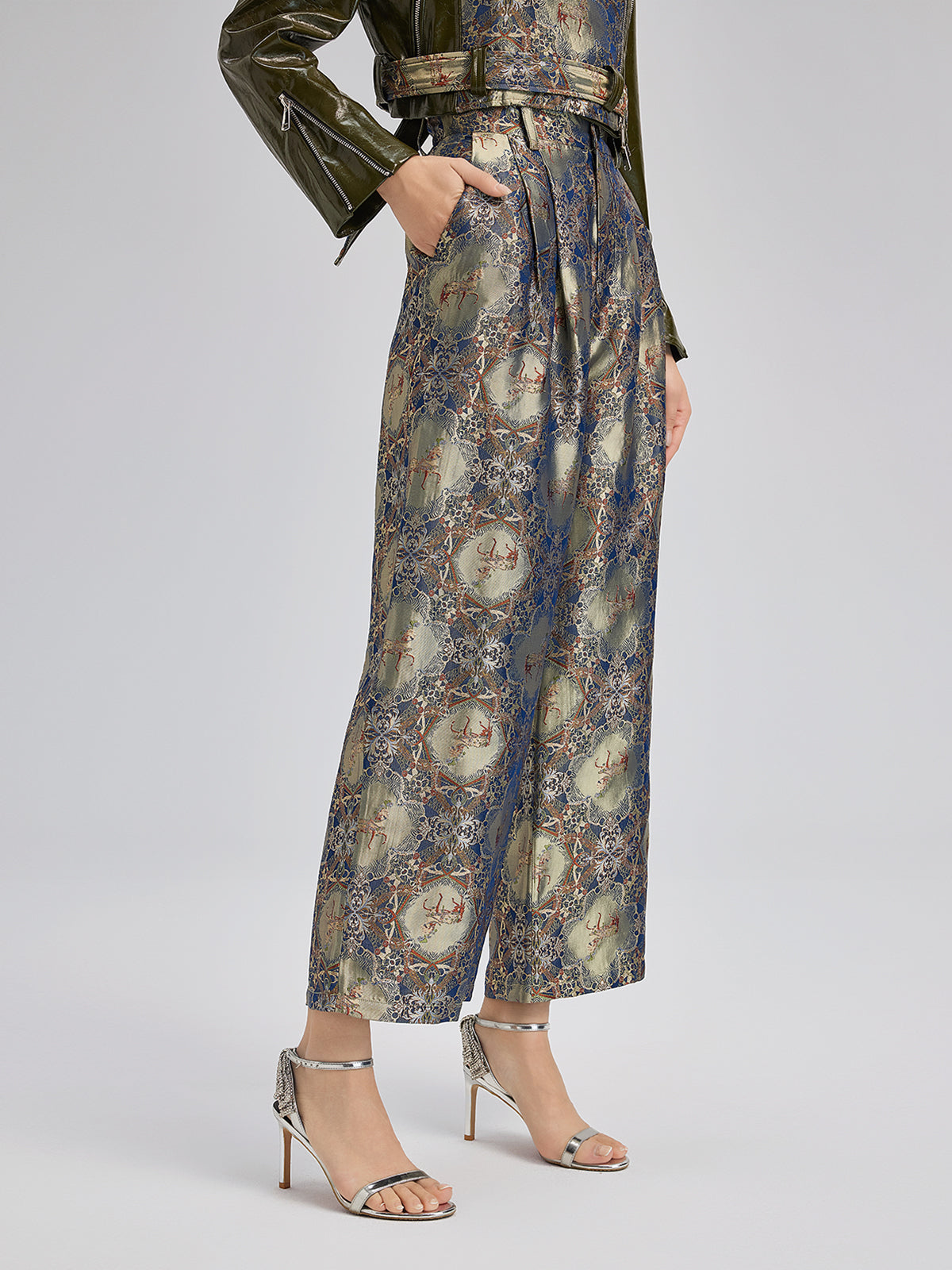 Özel Dikim Desenli Jakar Pantolon