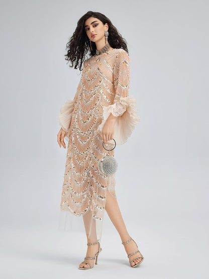 Özel Boncuklu Nakışlı Abiye Elbise