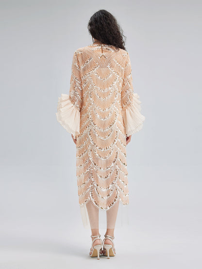 Özel Boncuklu Nakışlı Abiye Elbise