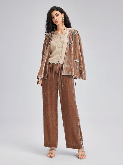 İpek Yoğun Nakışlı Dantel Bluz