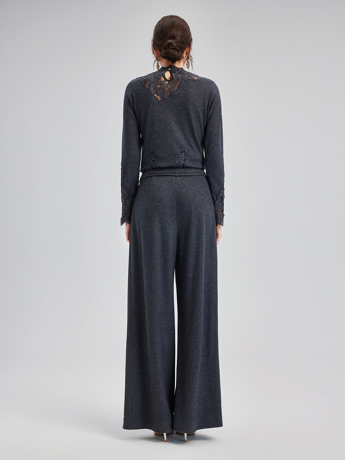 Merinos Yünü Dantel Boncuklu Triko Bluz