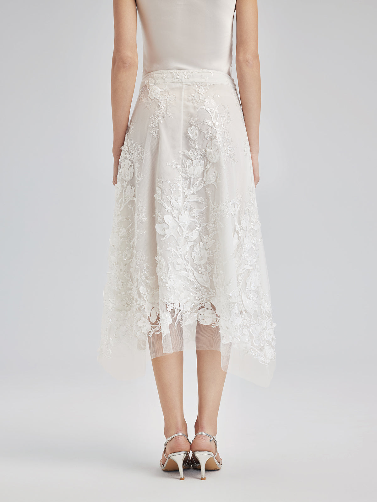 İtalyan 3 Boyutlu Boncuklu Çiçekli Etek