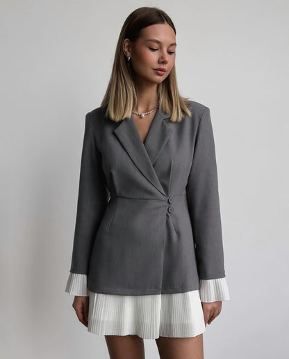 Pile Etekli Şık Blazer Stil Elbise