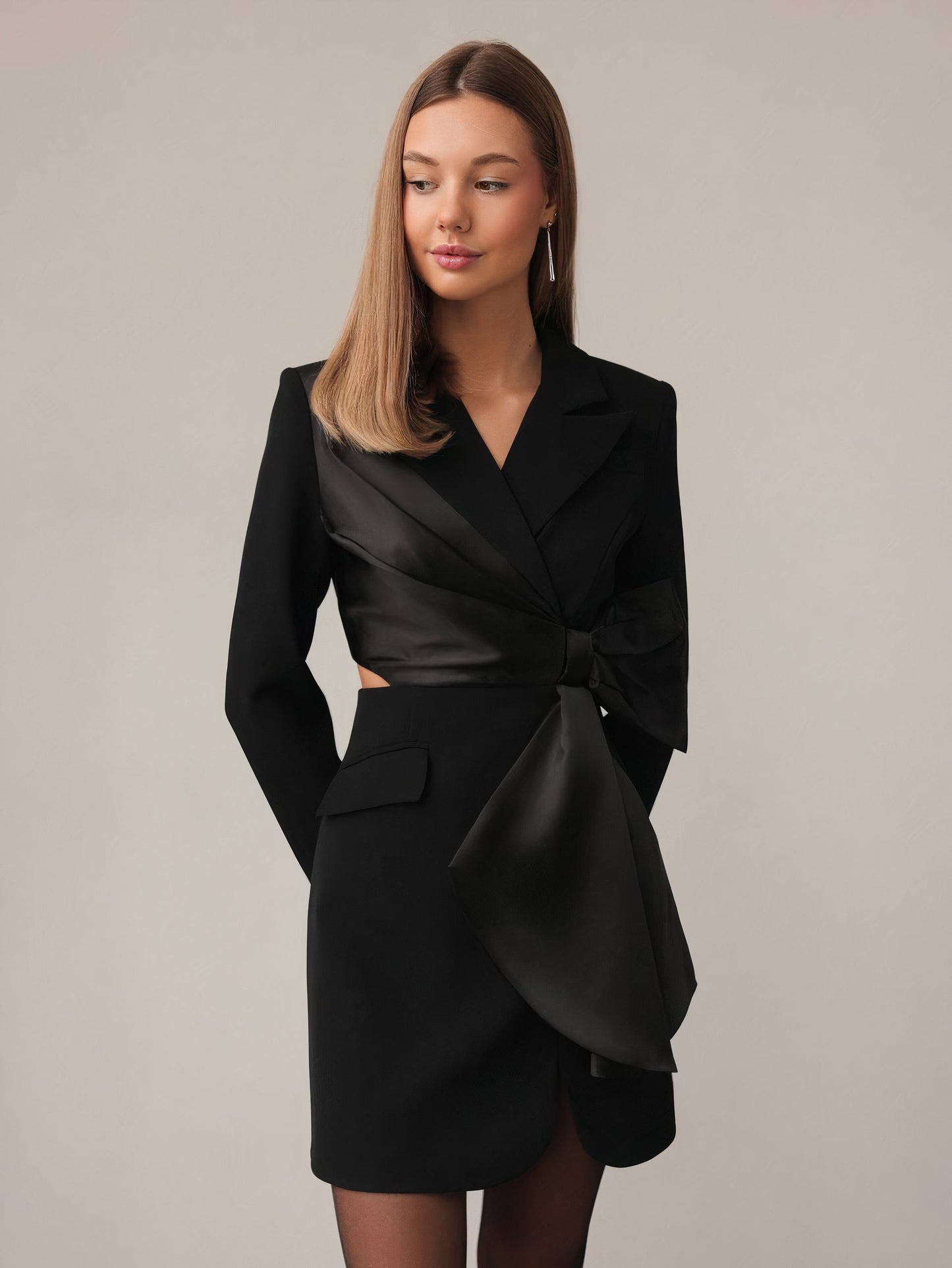 Saten Detaylı Blazer Elbise