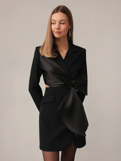 Saten Detaylı Blazer Elbise