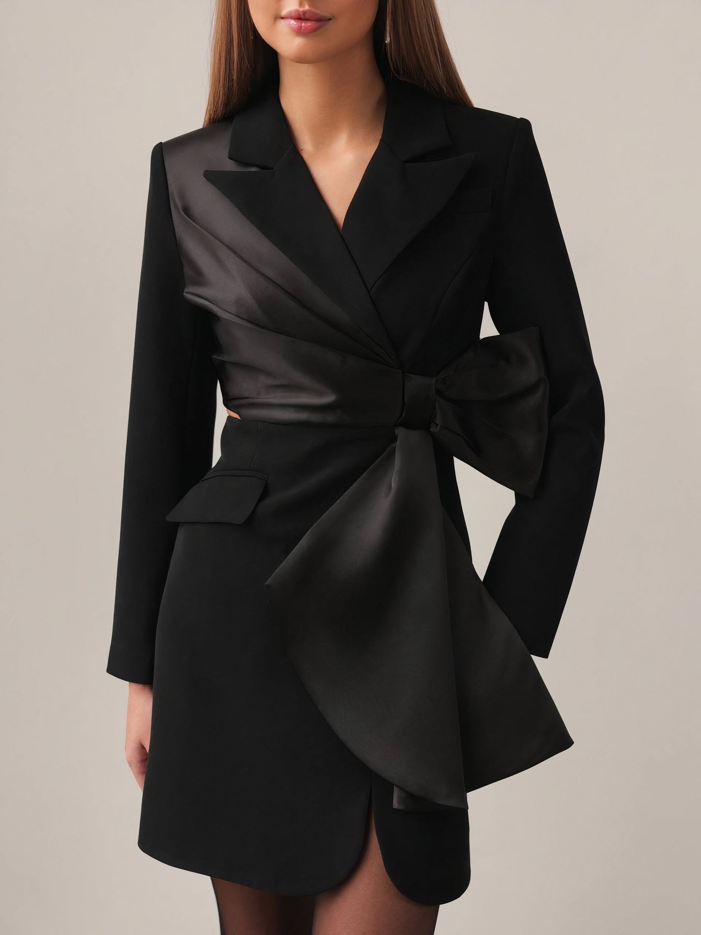 Saten Detaylı Blazer Elbise