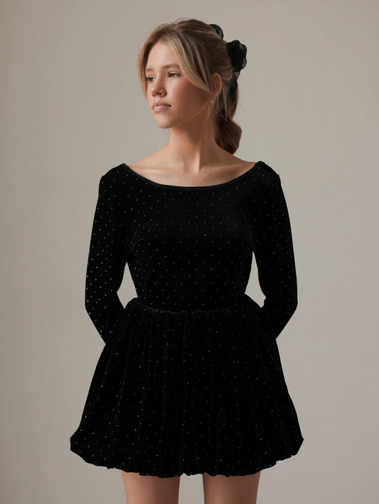 Velvet Elegance Siyah Bluz