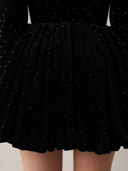 Velvet Elegance Siyah Bluz