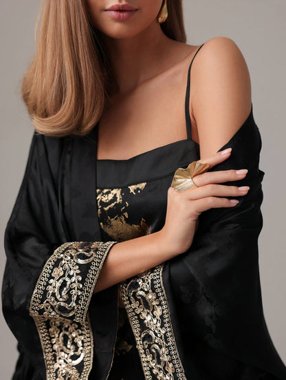 Nakışlı Siyah Kimono