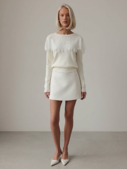 Şık Minimal Dokulu Mini Etek