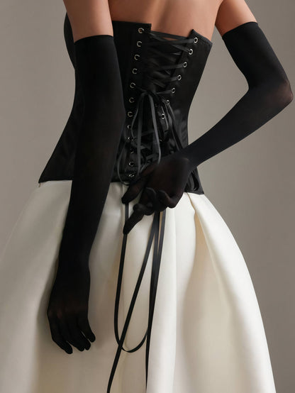 Beyaz Saten Midi Etek