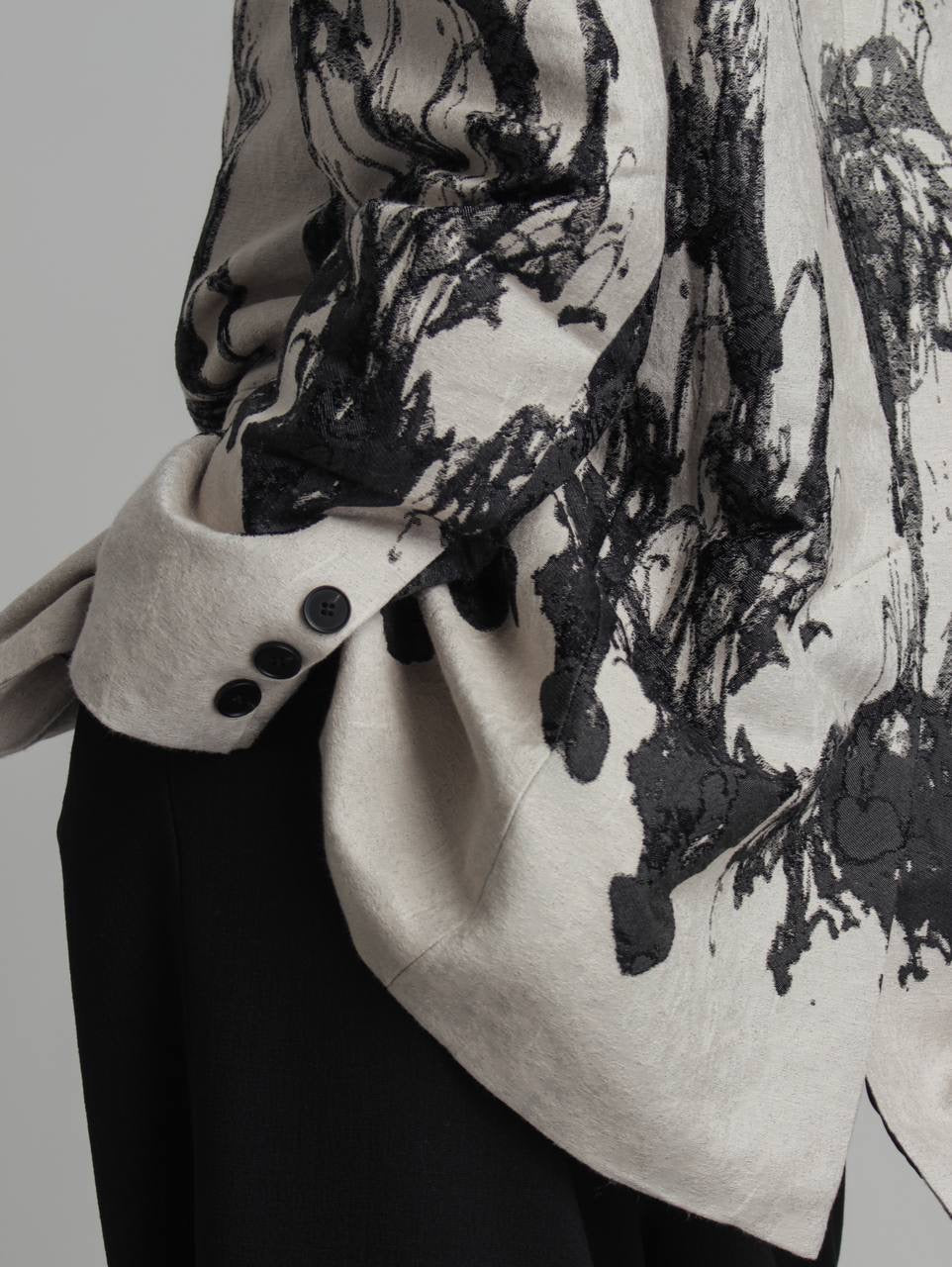 Desenli Gri Oversize Ceket