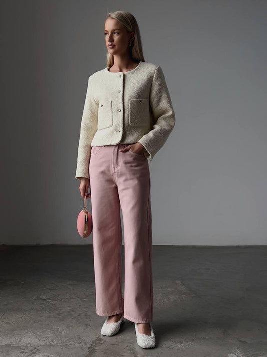 Şık Pembe İspanyol Paça Pantolon