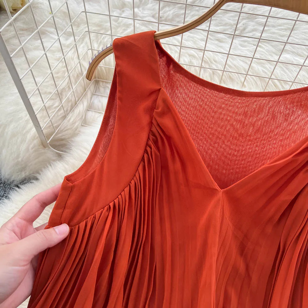 Ruched Sleeveless A-Line Maxi Sundress