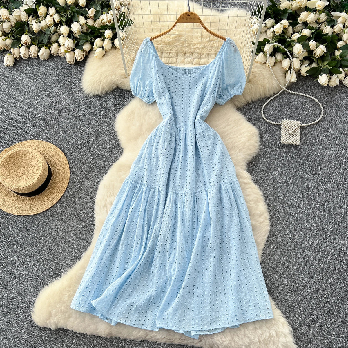 Embroidered Cutout Slim Maxi Dress