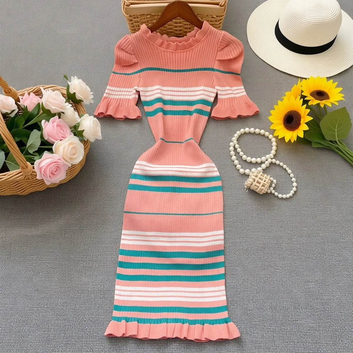 Short Sleeve Knit Bodycon Dress