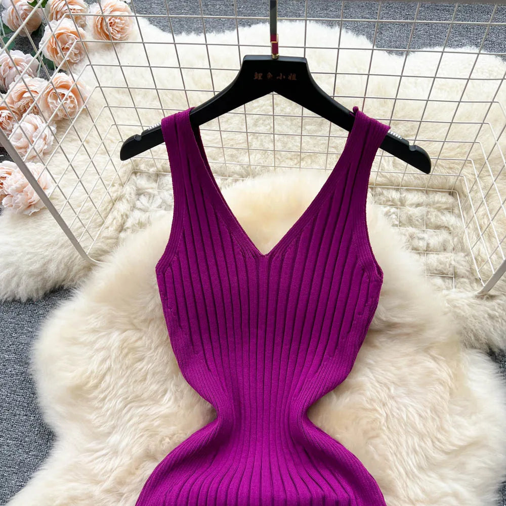 Split Knit Wrap Bodycon Maxi Dress