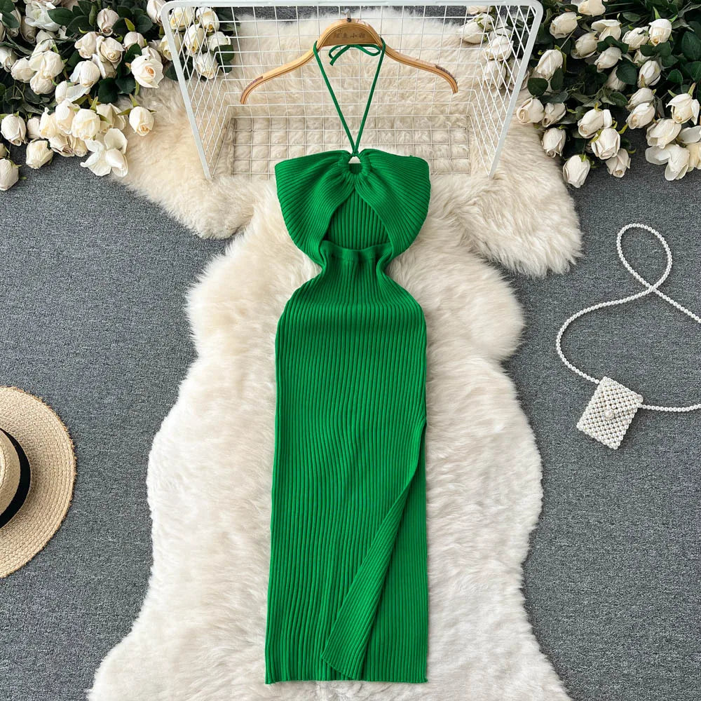 Split Knit Bodycon Summer Dress