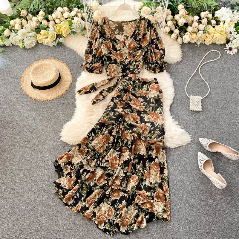 Chiffon Shirt and Mermaid Skirt Set