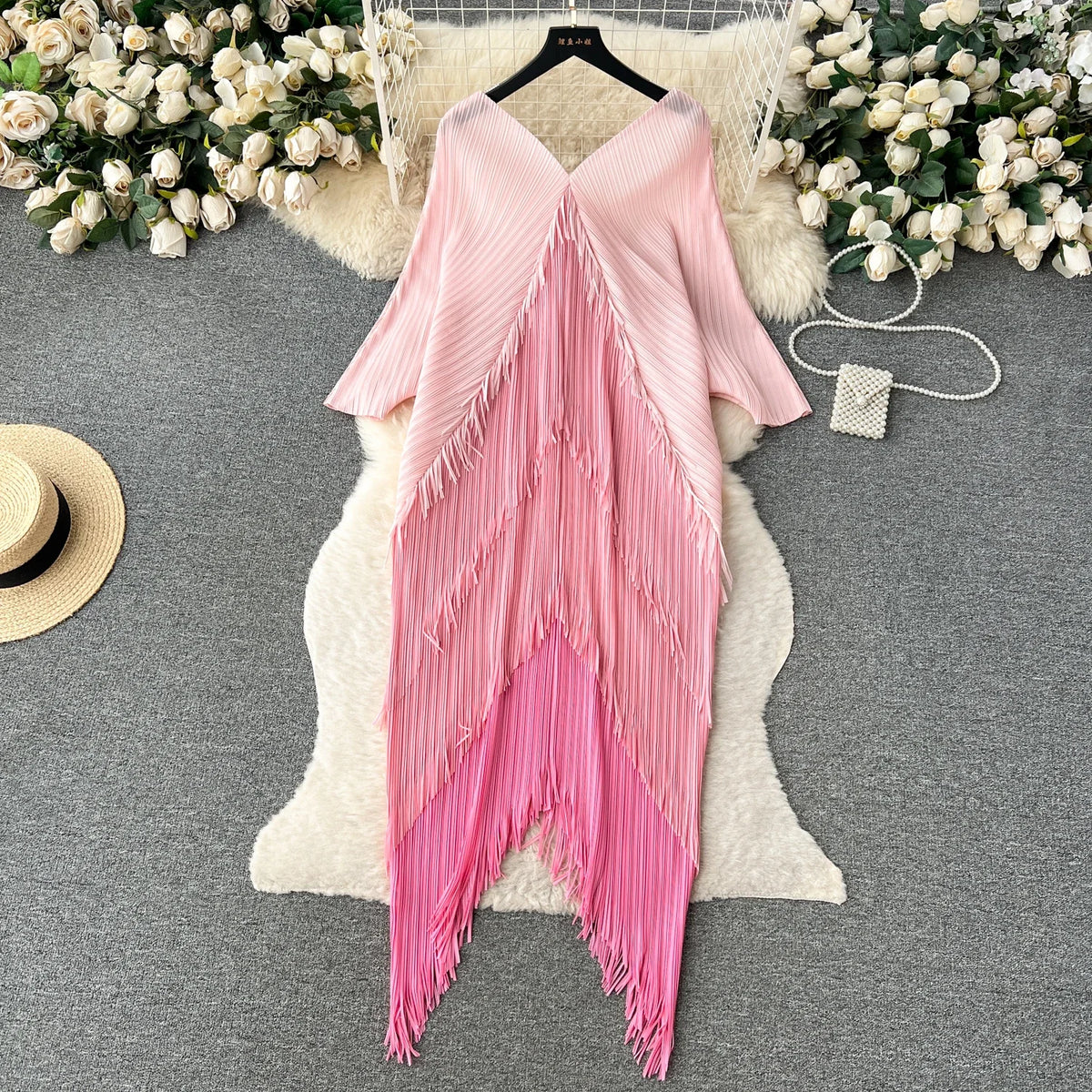 Tiered Tassel Patchwork Maxi Dress
