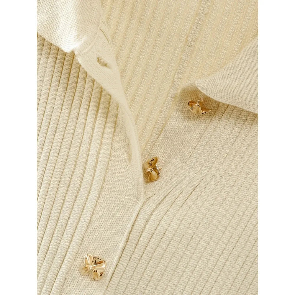 Peter Pan Collar Knit Button Dress