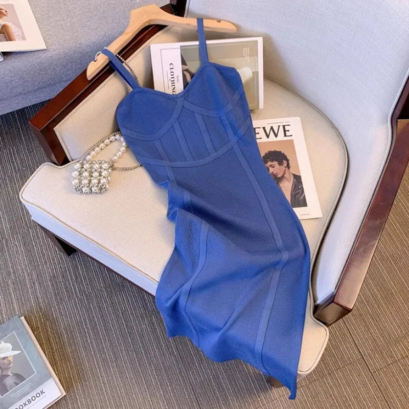 Sleeveless Knit Spaghetti Strap Bodycon Dress