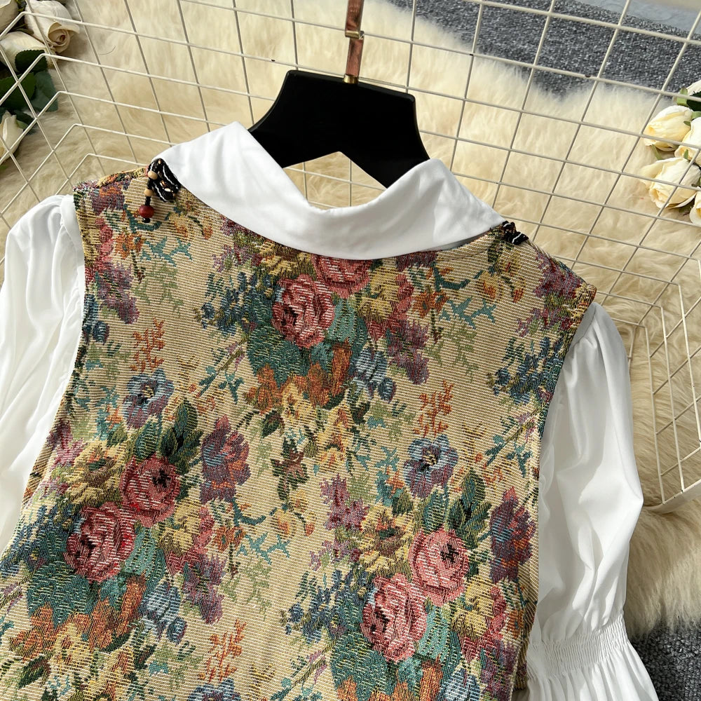 Jacquard Button Boho Long Dress