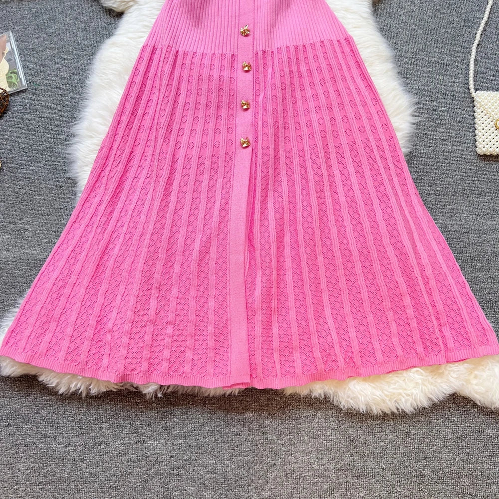 Patchwork Knit Maxi Shirt Sweater Dress