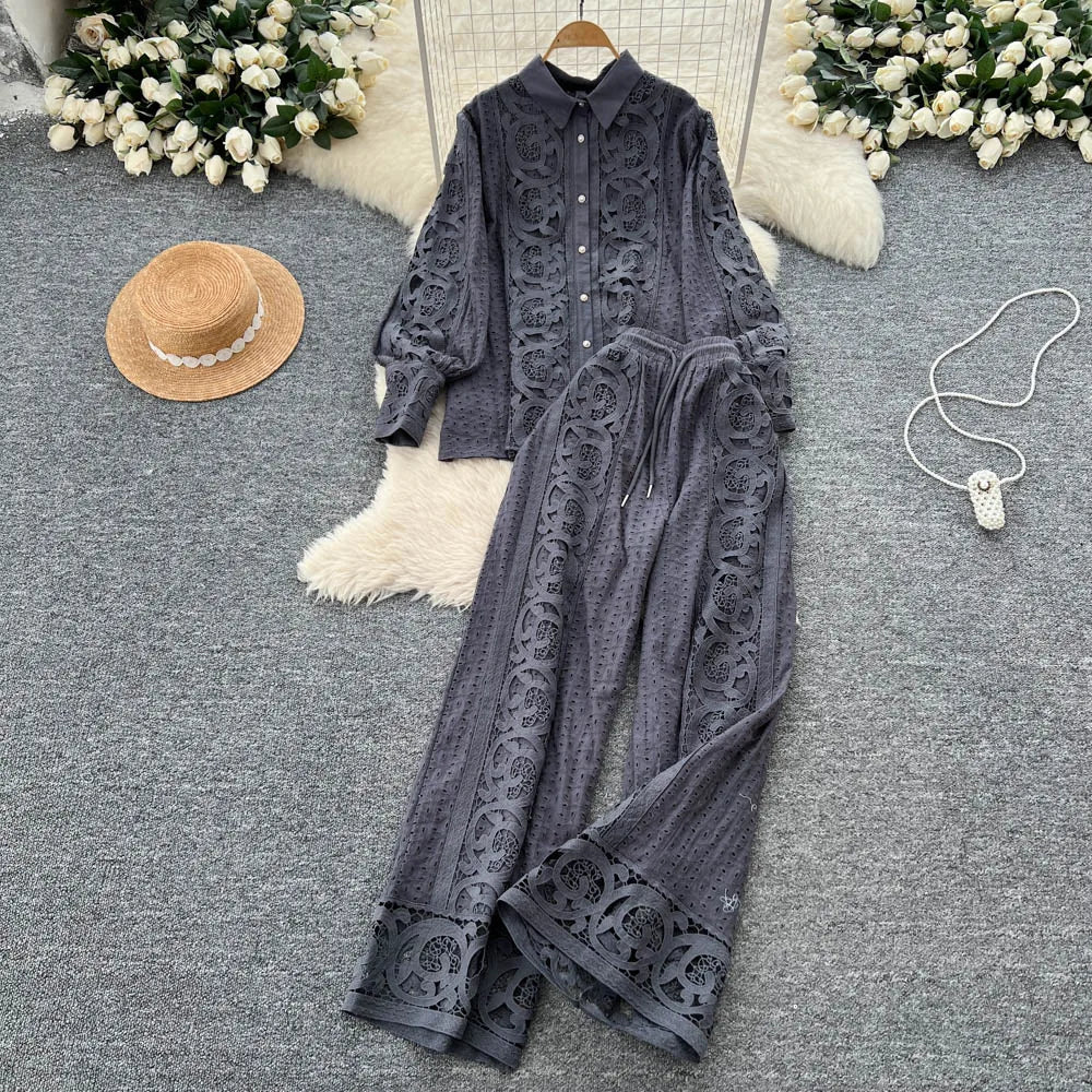 Lace Top and Pants Set