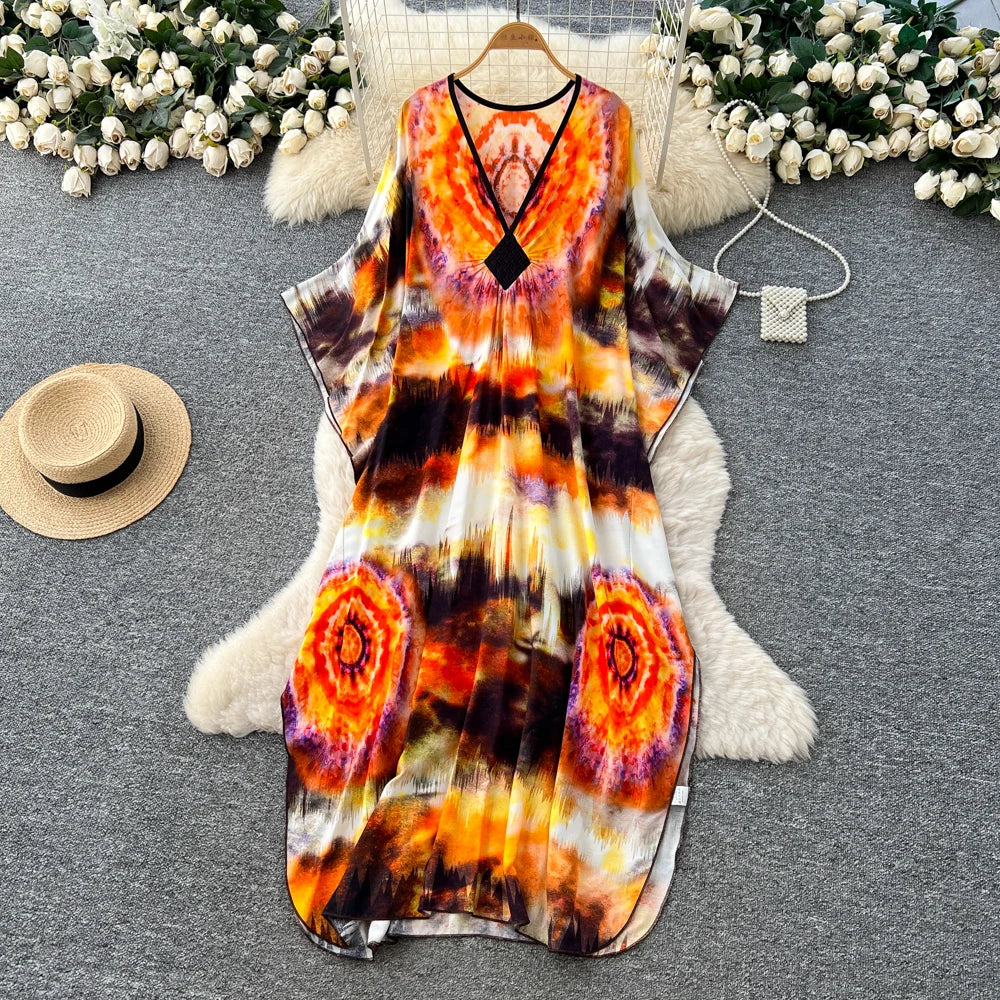 Loose Print A-Line Summer Dress