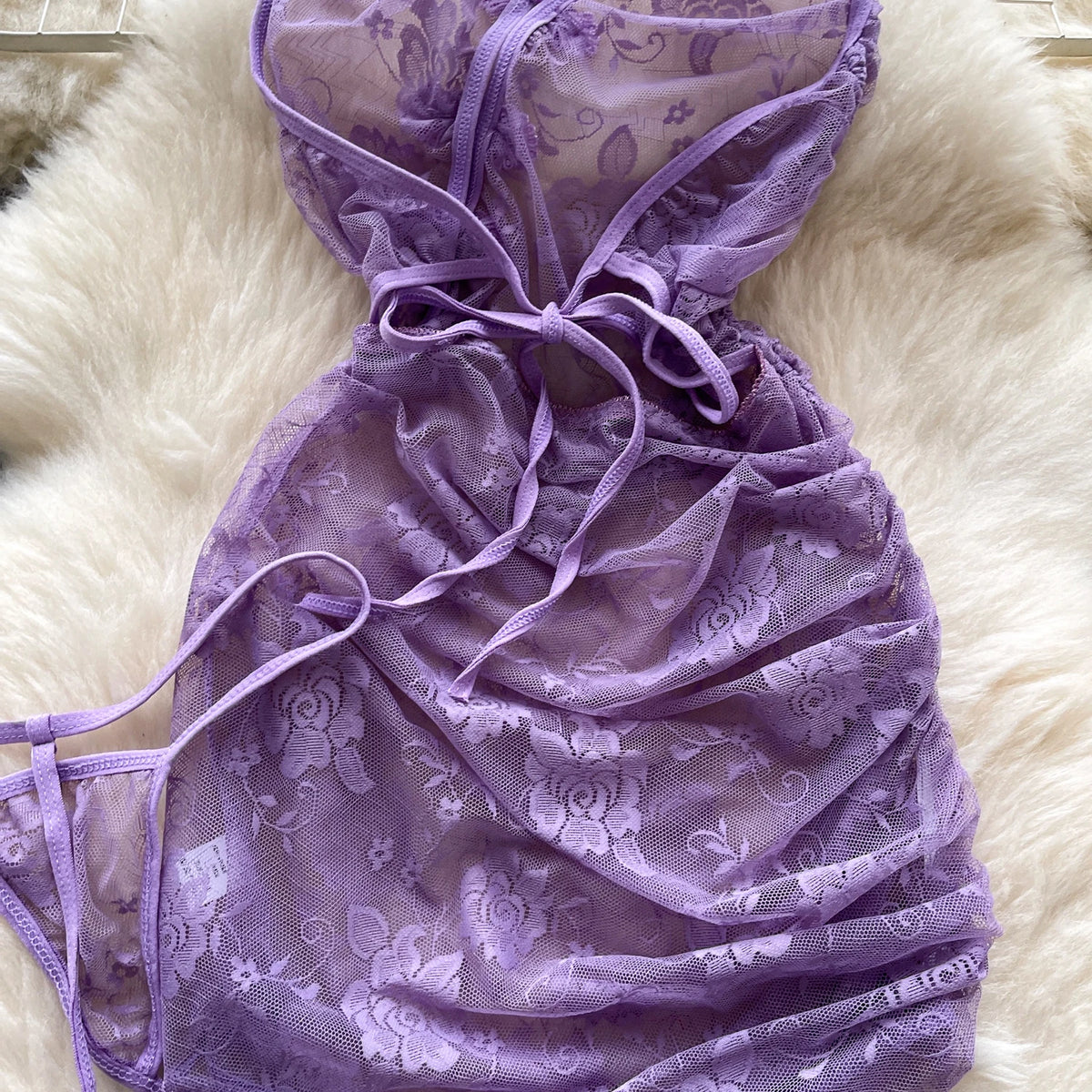 Embroidered Halter Mini Dress