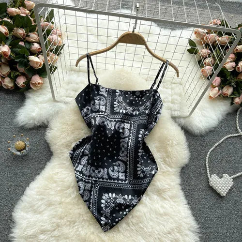 Lace-Up Backless Print Corset Crop Top