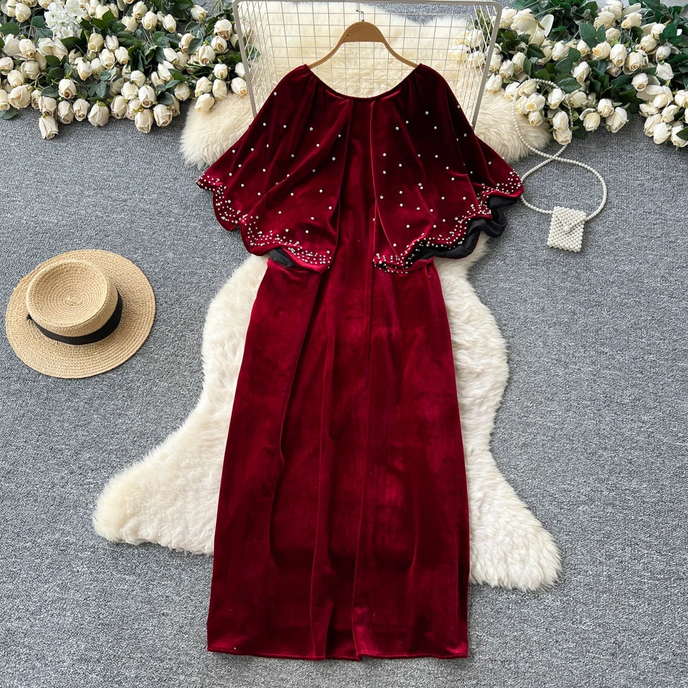 Velvet Short Sleeve Vintage Dress