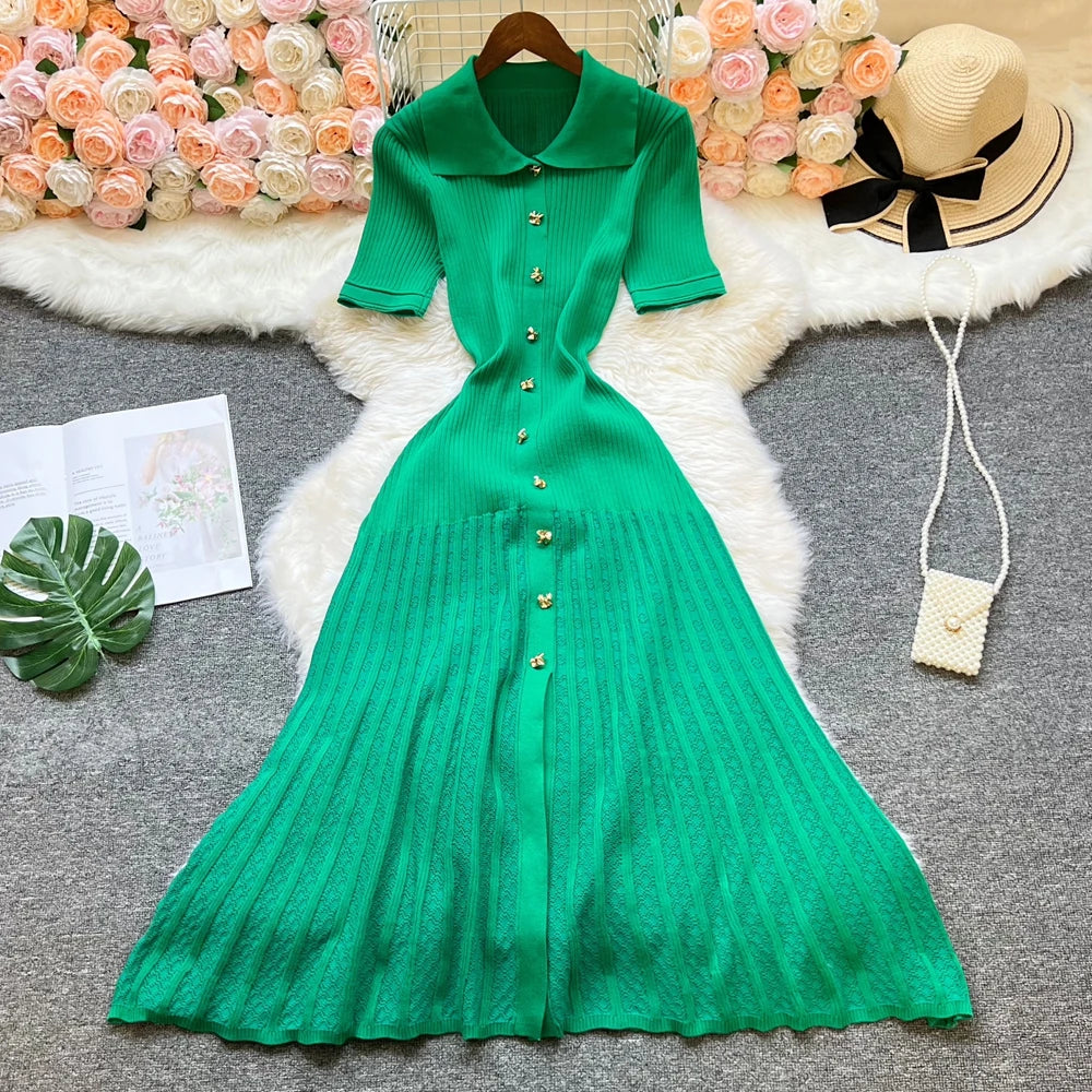 Vintage Knit Maxi Shirt Dress