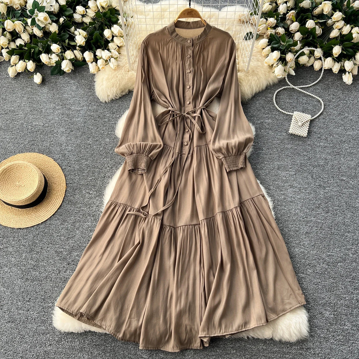 Loose Button Front A-Line Beach Dress